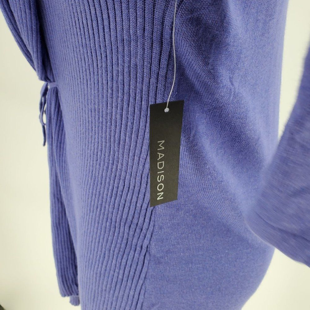Madison Womens Cardigan Sweater Tie Front Blue Size Medium - Picture 7 of 11